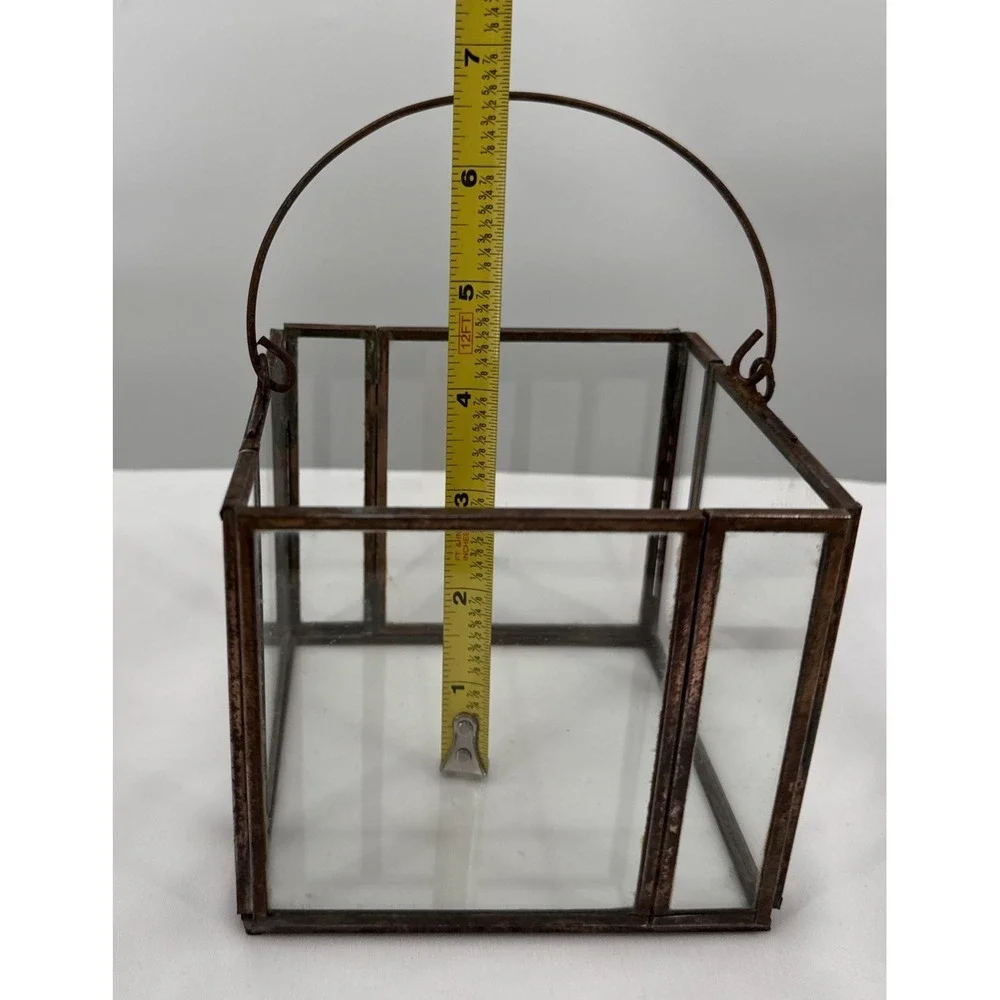 VNTG‎ Farmhouse Rustic Cabin Copper & Glass Candle Holder/multipurpose Container